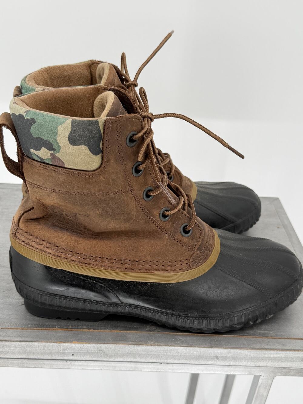 Sorel Cheyanne II Waterproof Duck Boots Camo Men's 9.5 Brown Black Gorpcore